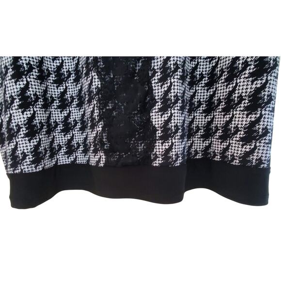CHRISTOPHER CJ BANKS Women X 14 Tunic Top Black & White Houndstooth Lace 40" - Picture 5 of 7